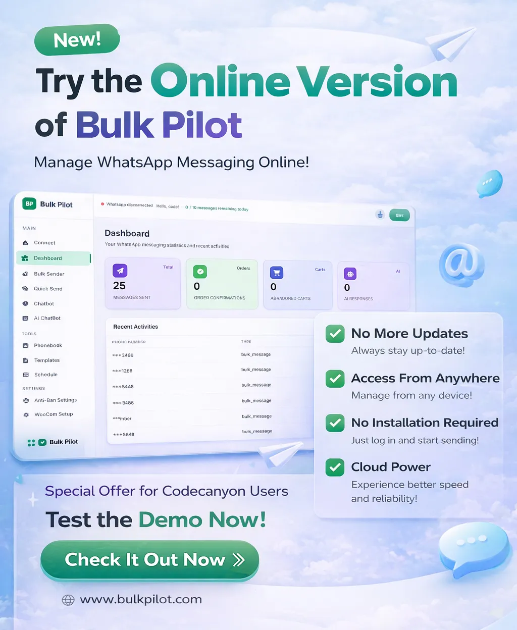 Bulk Pilot – WhatsApp Bulk Sender & Marketing Suite + Free License Generator (for resellers)